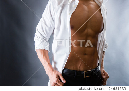 A man in a broken abdominal muscle A man in a broken abdominal muscle 24681383