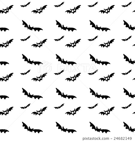 black bat seamless pattern on white - Stock Illustration [24682149] - PIXTA