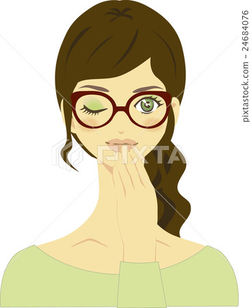 A woman who laughs with his hands on his head and mouth 24684076