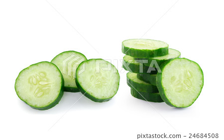 Fresh cucumber slice isolated on white background Fresh cucumber slice isolated on white background 24684508