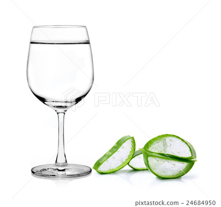 green aloe vera with water isolated over white 24684950