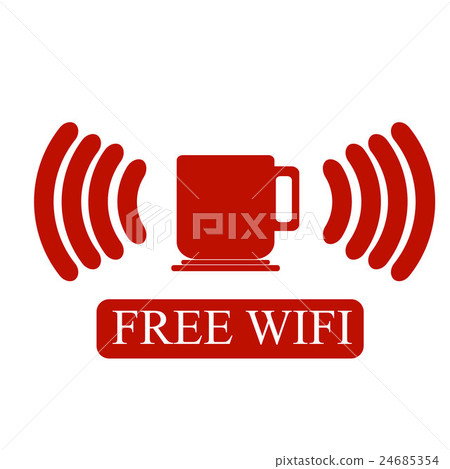 Free Wi-Fi zone vector icon. Cup with wireless 24685354