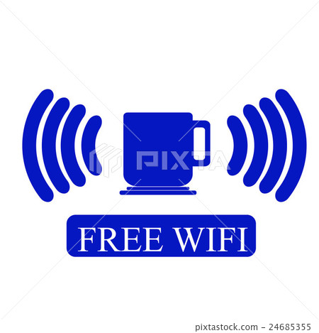 Free Wi-Fi zone vector icon. Cup with wireless Free Wi-Fi zone vector icon. Cup with wireless 24685355
