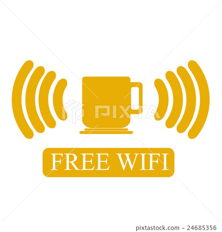 Free Wi-Fi zone vector icon. Cup with wireless Free Wi-Fi zone vector icon. Cup with wireless 24685356