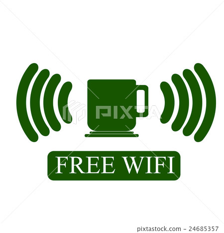 Free Wi-Fi zone vector icon. Cup with wireless Free Wi-Fi zone vector icon. Cup with wireless 24685357