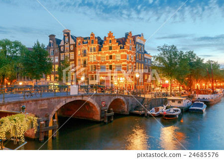 Amsterdam. City Canal at night. 24685576