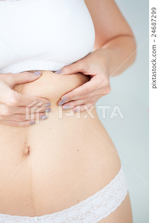 Localized fat in woman abdomen 24687299