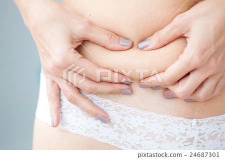 Localized fat in woman abdomen 24687301