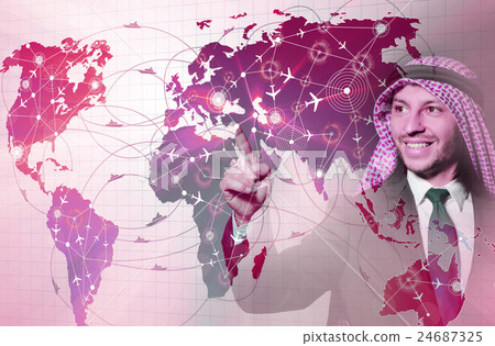 Arab man in world travel concept Arab man in world travel concept 24687325