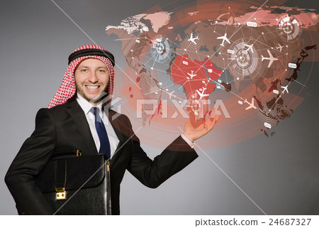 Arab man in world travel concept Arab man in world travel concept 24687327