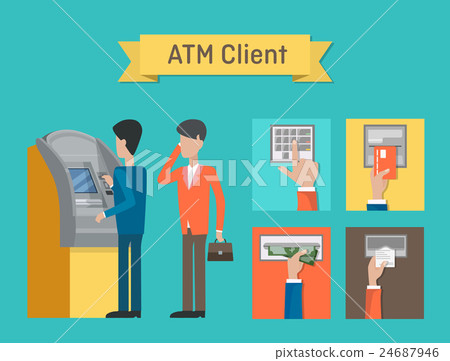 ATM and automated teller or cash machine clients. 24687946