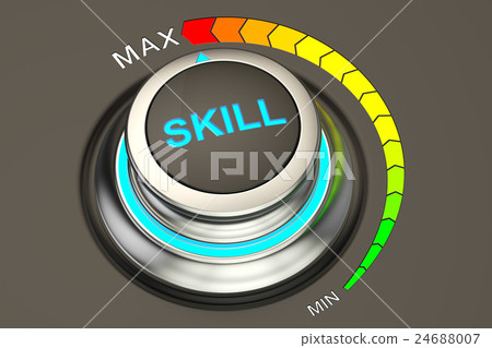 skill knob, max level of skills. 3D rendering 24688007
