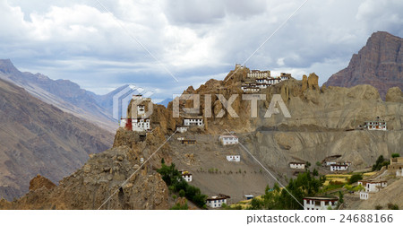 Dhankar monastery on abrupt slopes of Himalayas 24688166