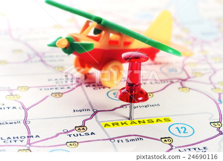 Arkansas  USA map airplane 24690116
