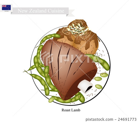 Roasted Lamb with Meat Balls, Dish of New Zealand Roasted Lamb with Meat Balls, Dish of New Zealand 24691773