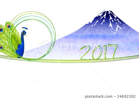 服裝孔雀富士山新年卡 24692302