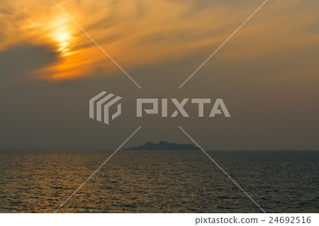 Hashima Island (Gunkanjima) at dusk, Nagasaki city Hashima Island (Gunkanjima) at dusk, Nagasaki city 24692516