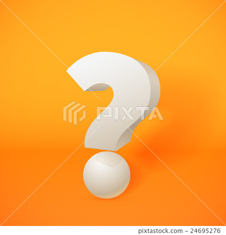 White 3d question mark on orange background White 3d question mark on orange background 24695276