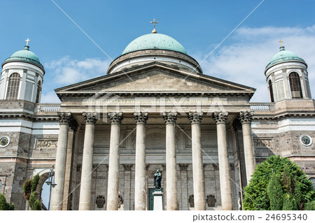 Frontage of basilica in Esztergom, Hungary 24695340