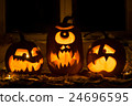 Photo of three pumpkins for Halloween. 24696595