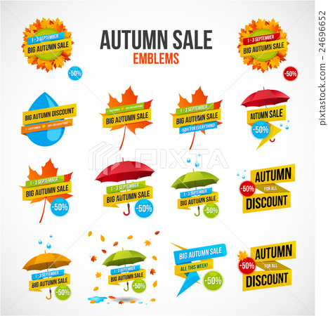 Autumn Sale Discount Logos or Emblems Set Autumn Sale Discount Logos or Emblems Set 24696652