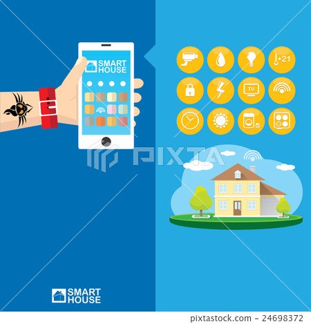 Smart house control vector concept illustration. - Stock Illustration ...