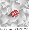 3D illustration help concept with falling papers 24699256