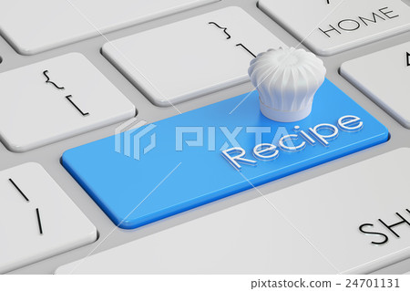 recipe button on keyboard, 3D rendering recipe button on keyboard, 3D rendering 24701131