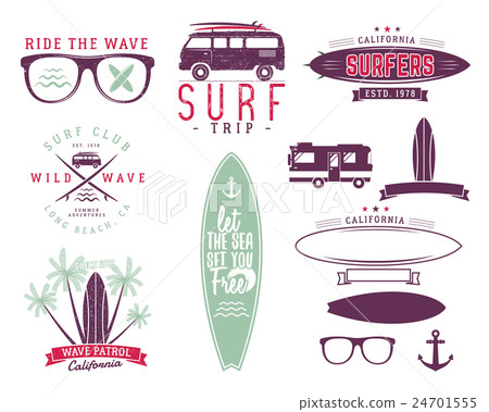 Set of Vintage Surfing Graphics and Emblems for Set of Vintage Surfing Graphics and Emblems for 24701555