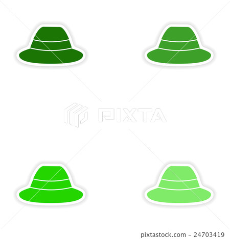 Set of paper stickers on white background hat 24703419