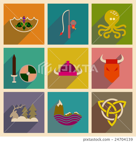 Concept of flat icons with long shadow Norse  24704139