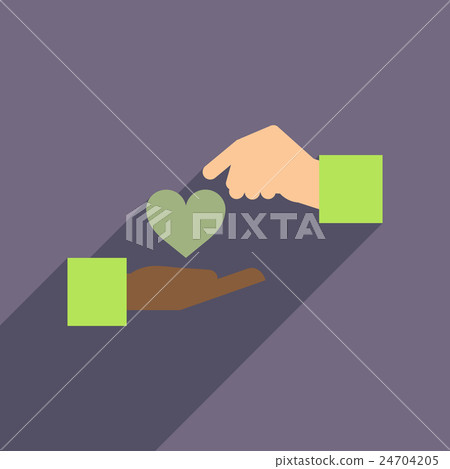 Flat web icon with long shadow heart hands Flat web icon with long shadow heart hands 24704205