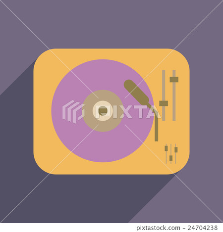 Flat web icon with long shadow retro turntable Flat web icon with long shadow retro turntable 24704238