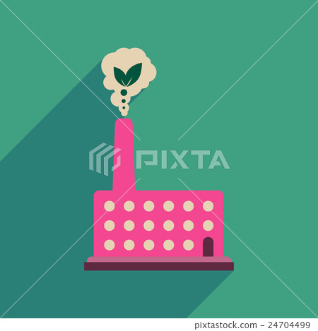 Flat web icon with long shadow eco factory Flat web icon with long shadow eco factory 24704499