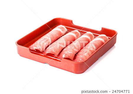 pork sliced in tray isolated on white background pork sliced in tray isolated on white background 24704771