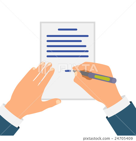Colored Cartooned Hand Signing Contract 24705409