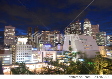 Shinjuku sub-central skyscraper high-rise building Night view 24707022