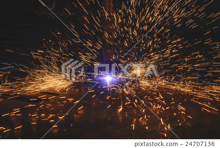 Industrial CNC plasma cutting of metal plate 24707136