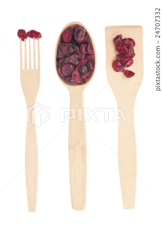 Wooden spoon, fork, paddle with cranberry 24707332