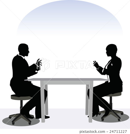 business man and woman silhouette in meeting pose business man and woman silhouette in meeting pose 24711227
