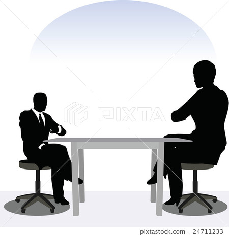 business man and woman silhouette in meeting pose business man and woman silhouette in meeting pose 24711233