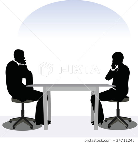 business man and woman silhouette in meeting pose business man and woman silhouette in meeting pose 24711245