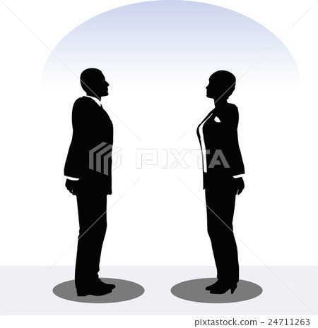 business man and woman silhouette in standing pose business man and woman silhouette in standing pose 24711263