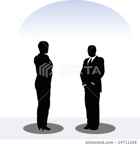 business man and woman silhouette in standing pose business man and woman silhouette in standing pose 24711268