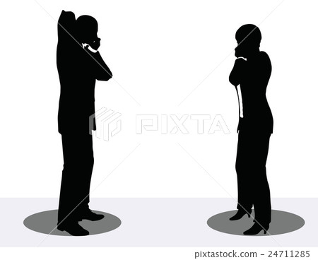 business man and woman silhouette on phone business man and woman silhouette on phone 24711285