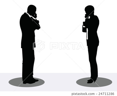 business man and woman silhouette on phone business man and woman silhouette on phone 24711286
