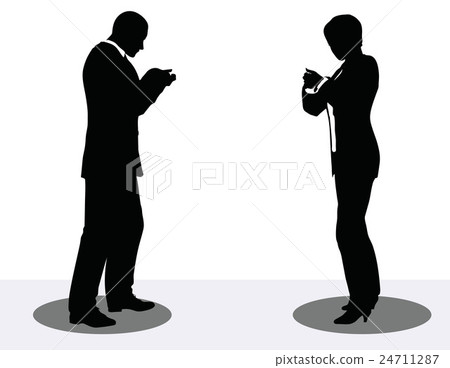 business man and woman silhouette on phone business man and woman silhouette on phone 24711287