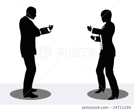 business man and woman silhouette on phone business man and woman silhouette on phone 24711289
