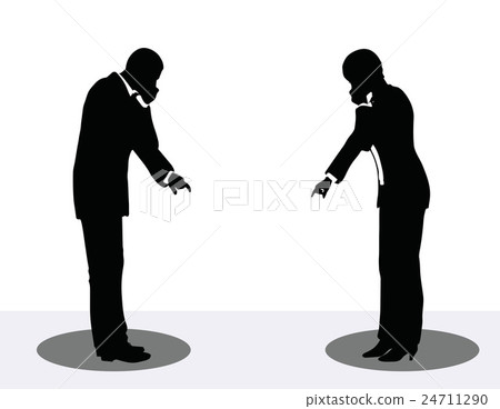 business man and woman silhouette on phone 24711290