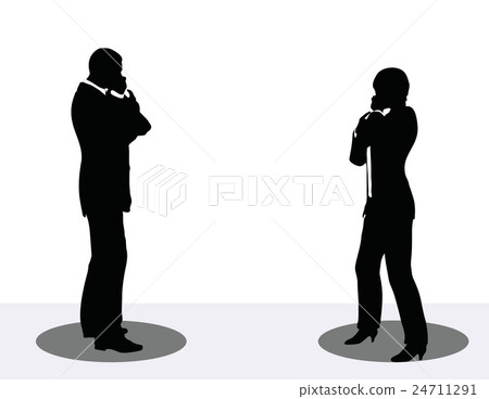 business man and woman silhouette on phone business man and woman silhouette on phone 24711291